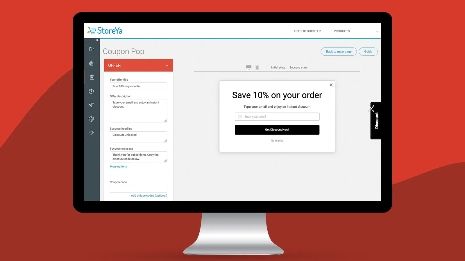 StoreYa pop ups, Email popups